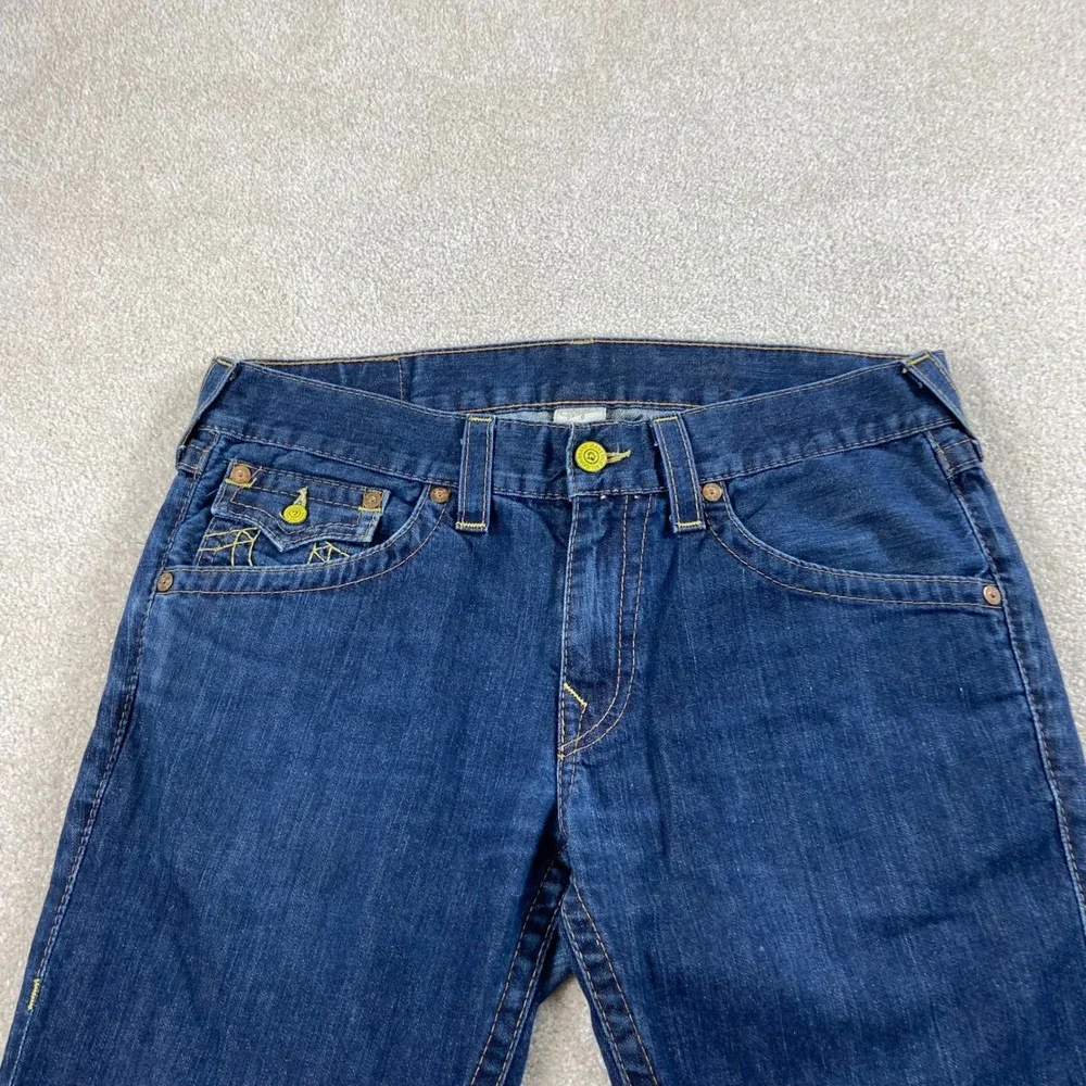 True Religion Denim Shorts Mens 34 (Fits 36) Blue Contrast Stitch Made in USA